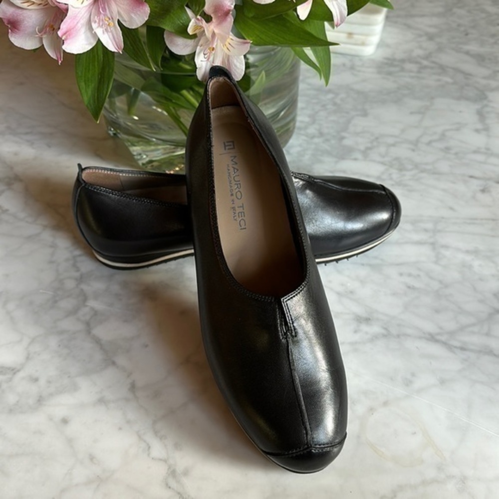 Mauro Teci handmade in Italy black leather shoes, size 37.5 - Picture 1 of 9